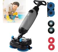 ZHIXUMM Fregadora Secadora De Pisos con Operador A Pie De 17", Pulidora, Limpiadora, Abrillantadora Y Fregadora EléCtrica con Almohadillas Reutilizables, BateríA De 90-120 Min, 350 RPM Grey