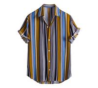 Zhiyao Camisa de manga larga y manga corta para hombre, corte ajustado, camisa de verano, corte regular, camisa hawaiana, blusa informal, camiseta para hombre, camiseta de regalo, azul oscuro, XXL