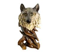 zhiyaoshin Estatuilla de Cabeza de Busto de Cabeza de Estatua de Animal de Cabeza de Tallada una Mano Escultura de Vida Silvestre de MontañA de Bosque de Taxidermia SintéTica