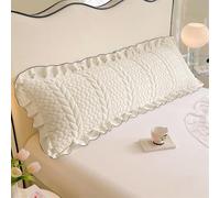 Zhiyuan Funda de Almohada Corporal de Felpa con Motivo Acolchado y Volantes 45 x 120 cm, Beige