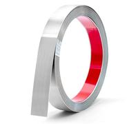 ZHIYUQL Molduras decorativas autoadhesivas plateadas, tira de chapa autoadhesiva, acero inoxidable, tira de metal de acero inoxidable, despegar y pegar para marcos de espejo, 6 m × 20 mm