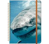 ZHIZHEND Ruled Spiral Writing Notebook,A5 Hardcover Lined College Journal for Women,Strong Twin-Wire Binding with Premium Paper,8.4" X 6",Perfect for School,Office,Home(White Shark)
