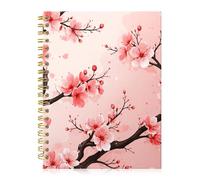 ZHIZHEND Spiral Journal Notebook,A5 Hardcover Lined Journals for Women 6 x 8.3 in,60 Sheets 120 Pages Thick Paper,Cute College Ruled Writing Notebook for Office Work School(Pink Cherry Blossom Tree)