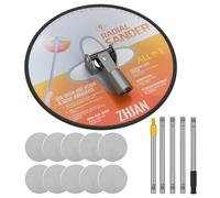 ZHJAN Lijadora de Poste para Paneles de Yeso, Cabeza Radial 360° con Mango Extensible, Incluye 10 Hojas de Lija (80/100/120/180/240) para Paredes y Techos