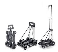 ZHJINGYU Carretilla Plegable Aluminio Ligera 45KG - 4 Ruedas + Mástil Telescópico - Estructura Estable - Ideal para Equipaje, Mercado & Transporte Pesado
