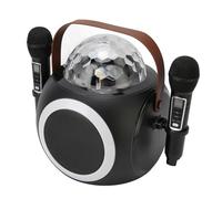 ZHJOPP Altavoz de Karaoke Bluetooth portátil, máquina de Karaoke con Luces de Discoteca y 2 micrófonos inalámbricos, 3 Tipos de luz LED Ajustable (Black)