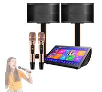 ZHJOPP de Karaoke KTV, Reproductor de Karaoke con Pantalla táctil capacitiva 4K Profesional de 19,5 Pulgadas con micrófono inalámbrico y Altavoz de 10 Pulgadas (2T)