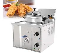 ZHJOPP Freidora de Aire eléctrica a presión de Acero Inoxidable, 16 L, Control de Temperatura de 50 a 200 ℃ y Temporizador de 0 a 30 Minutos, para Papas Fritas y alitas de Pollo.