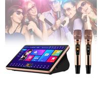 ZHJOPP Karaoke portátil, Reproductor KTV de Escritorio con Pantalla táctil de 18,5 Pulgadas con micrófono inalámbrico, función de Amplificador de Potencia (Black)