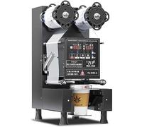 ZHJOPP Máquina de sellado de tazas, máquina eléctrica de sellado de té de burbujas semiautomática de mano para café, té con leche, sellador de tazas de jugo (negro)