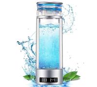 ZHJSHOU Botella de Agua de Hidrógeno, Generador Hidrogenado Ionizador de Agua,ecnología SPE y PEM,Hasta 6000PPB,con pulverizador, Manguera Nasal para Viaje a Casa(plata,350ML)