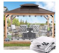 ZHJSHOU Lonas Impermeables con Ojales Exterior Transparente 2.1x3.2m, 0.35mm Lona de protección Resistente a la Rotura,Plegable Lona de PVC para toldos de Patio,Muebles de jardín