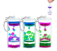 ZHjuju Cadena de Llavero con Temporizador de Movimiento Líquido - Juguete Sensorial para Alivio de Estrés y Autismo, 3 Colores, 3 Unidades, Ideal para Niños y Adultos, Relajante y Portátil