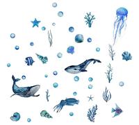 ZHjuju Luminoso Pegatinas de Pared, Mar Pegatina Pared Fluorescentes Pegatinas luminosas del mundo marino para Decoración del Techo y Pared Guardería Bebés Dormitorio