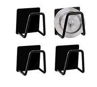 ZHjuju Soporte de Esponja Autoadhesivo,4 Piezas Cocina Porta Esponja Ganchos Adhesivos Autoadhesivo de Acero Inoxidable Porta Esponja para Paño de Cocina Tapa De La Olla Cepillo