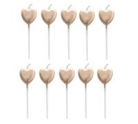 ZHjuju Vela de Cumpleaños en Forma de Corazón,10 piezas Bonitas Velas de Cumpleaños en forma de Corazón para Decoración de Tartas de Fiesta, Boda, Suministros,Dorado Champagne