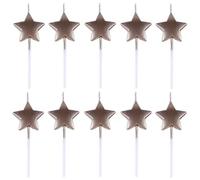 ZHjuju Vela de Cumpleaños en Forma de Estrella,10 piezas Bonitas Velas de Cumpleaños en forma de Estrella para Decoración de Tartas de Fiesta, Boda, Suministros,Dorado Champagne