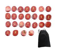 Zhjvihx Juego de 25 Piedras de Runa Rojas, con Grabado de Alfabeto de Anciano Futhark, Piedras de Preocupación de Palma para Regalo de Equilibrio Energético de Meditación