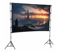 Zhjvihx Pantalla de de 84 Pulgadas con Soporte, Pantalla de Proyección Portátil para Exteriores 16:9 de Tela Lavable Plegable, con Bolsa de Transporte para Acampar, Casa,