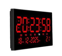 Zhjvihx Reloj de Pared Digital, Pantalla LED de Gran Tamaño con Calendario Perpetuo Incorporado, Plug and Play, Memoria de Apagado, Cronometraje Preciso, Pantalla Silenciosa y Clara,