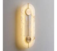 ZHKABEG Aplique de pared de alabastro blanco, lámpara de pared con pantalla de mármol natural con base de latón, accesorios de iluminación de pared LED modernos de piedra vintage(Oval)