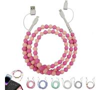 ZHKVAG 4-in-1 Beaded Charging Cord&Fast Charging Cable 66W, 4-in-1 Multi Beaded Charging Cords Cable for iPhone, Colorful Anti-Tangle USB Cable Fast Chargers for Multi Device Use (4-in-1,Red Pink)