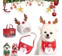 ZHKVAG Adorable Christmas Tree Pom-Pom Hat, Celery Pets Dog Santa Hat, Celerypets Dog Christmas Tree Hats, Celery Pets Dog Christmas Hat, Funny Dog Christmas Hat Pets Santa Bibs (S,B Set)