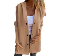 ZHKVAG Casual Single Breasted Hooded Jacket, Plus Size Lapel Neck Solid Color Trench Coat Autumn Winter for Women (XL,Brown)