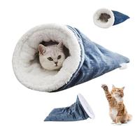 ZHKVAG Cat Winter Sleeping Bag, Cat Sleeping Bag, Cat Sleeping Bag for Indoor Cats, Cat Bed Cave, Winter Cat Sleeping Bag for Cats, 360°Wrap Soft Plush Warm Pet Snuggle Sack (23x15in,Blue)