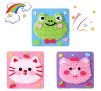 ZHKVAG Diy Embroidery Doll Set, Townscloud DIY Embroidery Doll Set for Kids, Cartoon Animal Sewing Craft Kit, Animal Stickers for Kids (3Pcs-E)