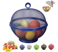 ZHKVAG Mesh Fruit Basket With Lid, Fruit Fly Proof Bowl With Mesh Basket, Large Capacity Mesh Fruit Basket with Lid anti Fruit Fly (Blue)