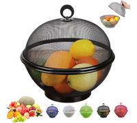 ZHKVAG Mesh Fruit Basket With Lid, Fruit Fly Proof Bowl With Mesh Basket, Large Capacity Mesh Fruit Basket with Lid anti Fruit Fly (Black)