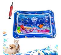 ZHKVAG Ocean Breeze Splashland for Cats/Dogs, Ocean Breeze Splashland Cat Toy, Cat Water Mat with Floating Fish, Non-Slip Interactive Water Sensory Playmat Cool Comfort Inflatable Mat (Square J)