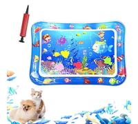 ZHKVAG Ocean Breeze Splashland for Cats/Dogs, Ocean Breeze Splashland Cat Toy, Cat Water Mat with Floating Fish, Non-Slip Interactive Water Sensory Playmat Cool Comfort Inflatable Mat (Square A)