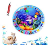ZHKVAG Ocean Breeze Splashland for Cats/Dogs, Ocean Breeze Splashland Cat Toy, Cat Water Mat with Floating Fish, Non-Slip Interactive Water Sensory Playmat Cool Comfort Inflatable Mat (Small Round C)