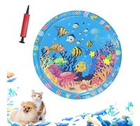 ZHKVAG Ocean Breeze Splashland for Cats/Dogs, Ocean Breeze Splashland Cat Toy, Cat Water Mat with Floating Fish, Non-Slip Interactive Water Sensory Playmat Cool Comfort Inflatable Mat (Large Round D)
