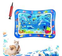 ZHKVAG Ocean Breeze Splashland for Cats/Dogs, Ocean Breeze Splashland Cat Toy, Cat Water Mat with Floating Fish, Non-Slip Interactive Water Sensory Playmat Cool Comfort Inflatable Mat (Square B)