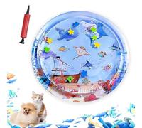 ZHKVAG Ocean Breeze Splashland for Cats/Dogs, Ocean Breeze Splashland Cat Toy, Cat Water Mat with Floating Fish, Non-Slip Interactive Water Sensory Playmat Cool Comfort Inflatable Mat (Large Round E)