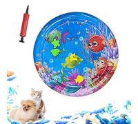 ZHKVAG Ocean Breeze Splashland for Cats/Dogs, Ocean Breeze Splashland Cat Toy, Cat Water Mat with Floating Fish, Non-Slip Interactive Water Sensory Playmat Cool Comfort Inflatable Mat (Small Round B)