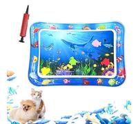 ZHKVAG Ocean Breeze Splashland for Cats/Dogs, Ocean Breeze Splashland Cat Toy, Cat Water Mat with Floating Fish, Non-Slip Interactive Water Sensory Playmat Cool Comfort Inflatable Mat (Square D)