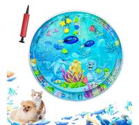 ZHKVAG Ocean Breeze Splashland for Cats/Dogs, Ocean Breeze Splashland Cat Toy, Cat Water Mat with Floating Fish, Non-Slip Interactive Water Sensory Playmat Cool Comfort Inflatable Mat (Large Round B)