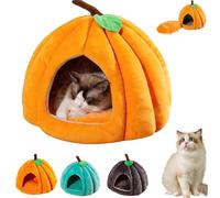 ZHKVAG Pumpkin Cat Bed, Cat Beds for Indoor Cats, Halloween Cat Bed, Cute Pumpkin Shape Cat Cave Bed Cat House Tent with Removable Cushion for Cats Small Dogs, Semi-Enclosed Pet Kennel (S,Orange)