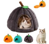 ZHKVAG Pumpkin Cat Bed, Cat Beds for Indoor Cats, Halloween Cat Bed, Cute Pumpkin Shape Cat Cave Bed Cat House Tent with Removable Cushion for Cats Small Dogs, Semi-Enclosed Pet Kennel (M,Dark Gray)
