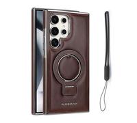 ZHKVAG Sentiment Value Leather Phone Case, Sentimentvalue for Samsung Galaxy Business Magnetic Anti-Fall Bracket Protective Case, Luxurious Leather Magnetic Case with Invisible Stand (S24,Brown2)
