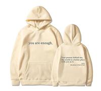 ZHKVAG You Are Enough Hoodie, Dear Person Behind Me Hoodie Sweatshirt for Men Women, Super Soft Plain Pullover (Apricot,L)