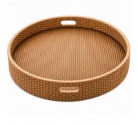 ZhlCrioxenic Bandeja De Piscina Flotante, Mesa Redonda Flotante para Servir, Sorprende A Tu Pareja con Una Comida Junto A La Piscina; Elegante Bandeja De RatáN DiseñAda para Parejas ApricotRound-80CM