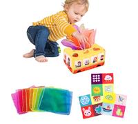 Zhlearda Caja de Pañuelos Juguetes Bebes 6-12 Meses, Juguetes Caja de Pañuelos, Juegos Montessori Juguetes Sensoriales Bebe, de Tela Juguete Arrugados con Bufandas de Arcoíris, por 6-24 Meses Bebé