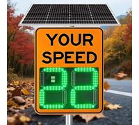 ZHLINGQ Señales De Límite De Velocidad LED Solares Intermitentes, Indicador De Velocidad Digital LED, Detector De Velocidad por Radar De Aluminio Inoxidable con Accesorios 50×70cm/20×27in-Orange