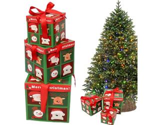 Zhliuqo Cajas de anidación de Navidad, accesorio para escena de fiesta, 3 cajas de decoración de Navidad, para juguetes, joyas, cosméticos, libros, sala de estar, dormitorio, comedor, patio, balcón