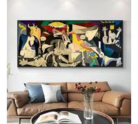 ZHMANLUCK Impresión en lienzo Picasso Guernica Pinturas artísticas Arte Famoso Picasso Reproducciones de obras de arte Imágenes artísticas de pared para 85x170cm/(34x68inch) con marco negro